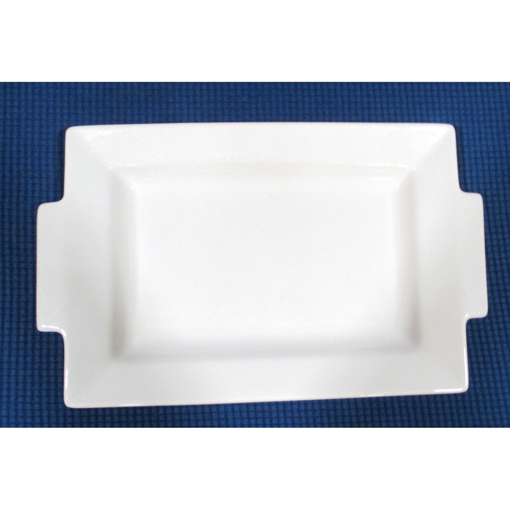 Whole Home Blanc de Blanc White Rectangular Serving Platter with Handles 17.5in